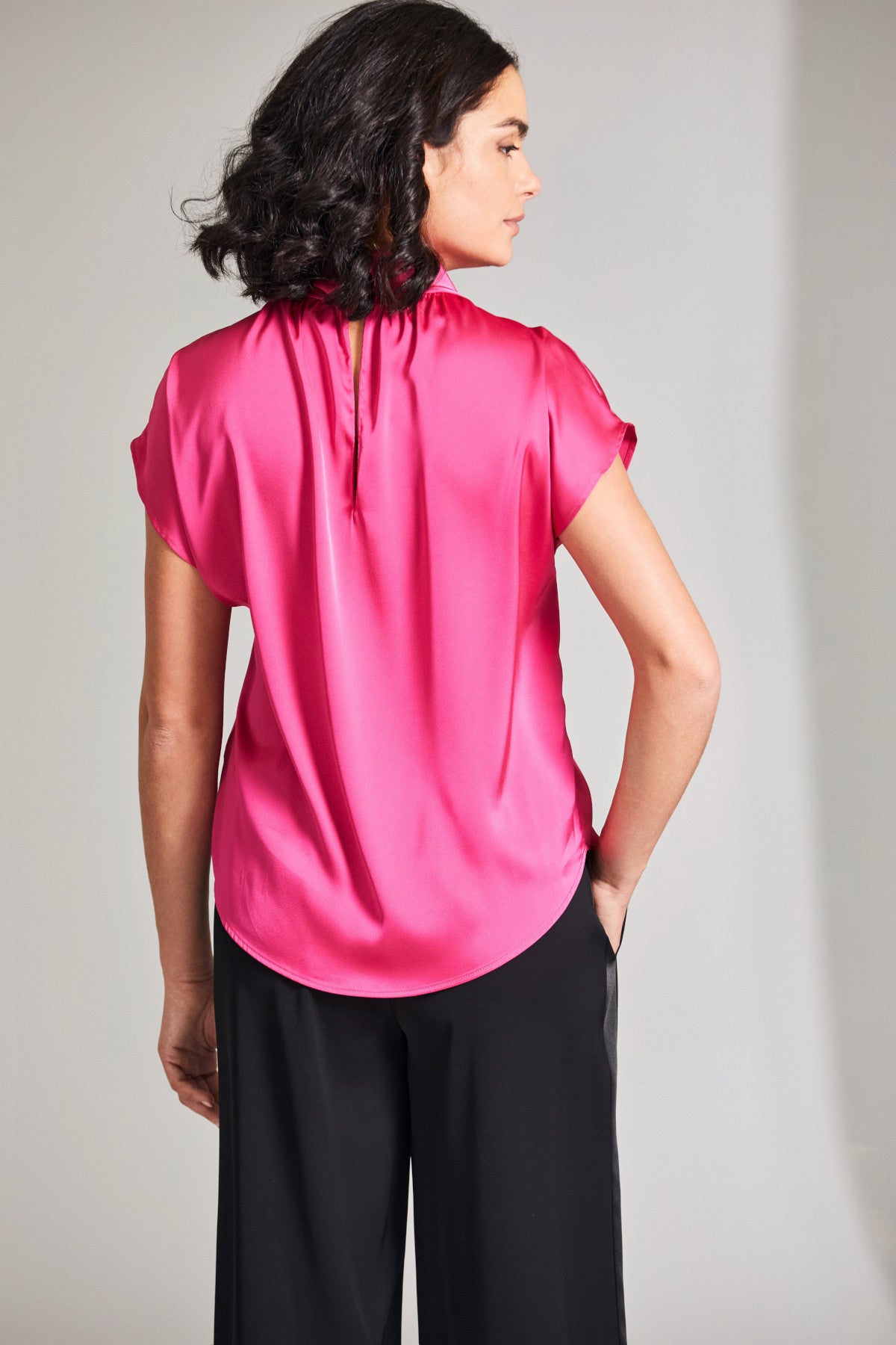 Peruzzi Fuchsia Tie Satin Top