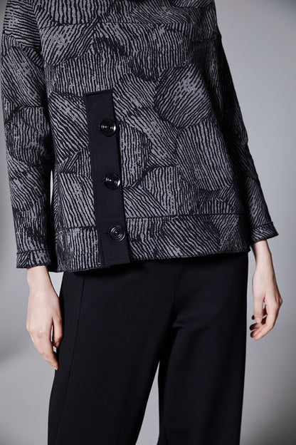 Peruzzi Grey Jacquard Button Top