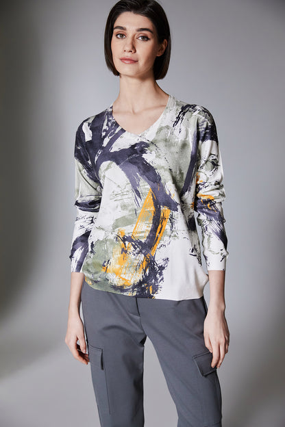 Peruzzi Khaki Paint Swirl Knit
