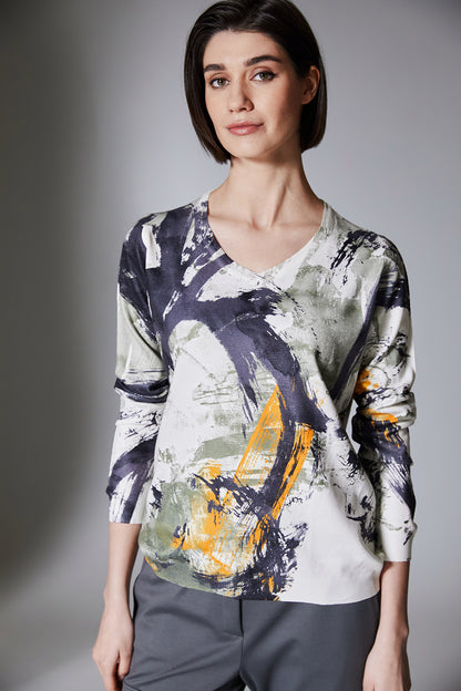 Peruzzi Khaki Paint Swirl Knit