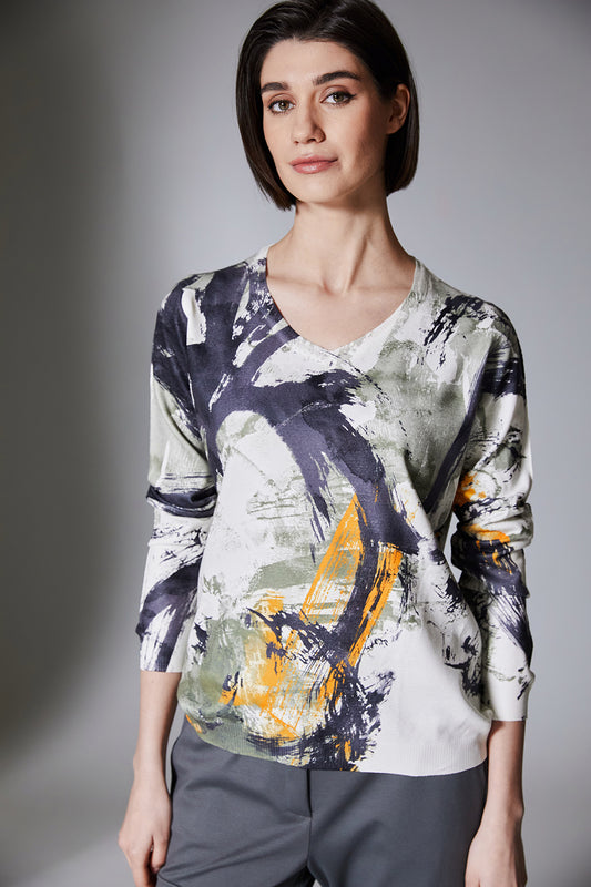 Peruzzi Khaki Paint Swirl Knit