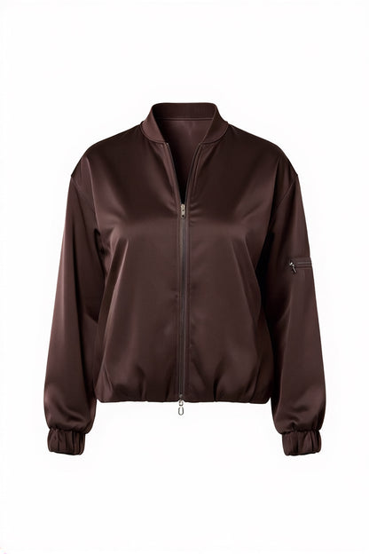 Peruzzi Brown Satin Blouson Jacket