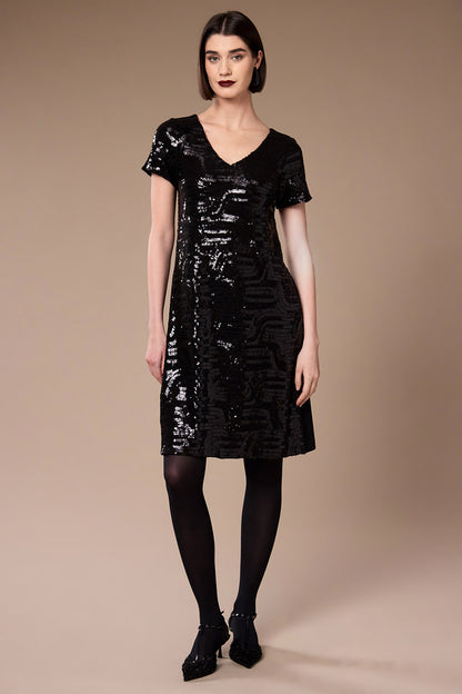Peruzzi Black Sequin Cocktail Dress