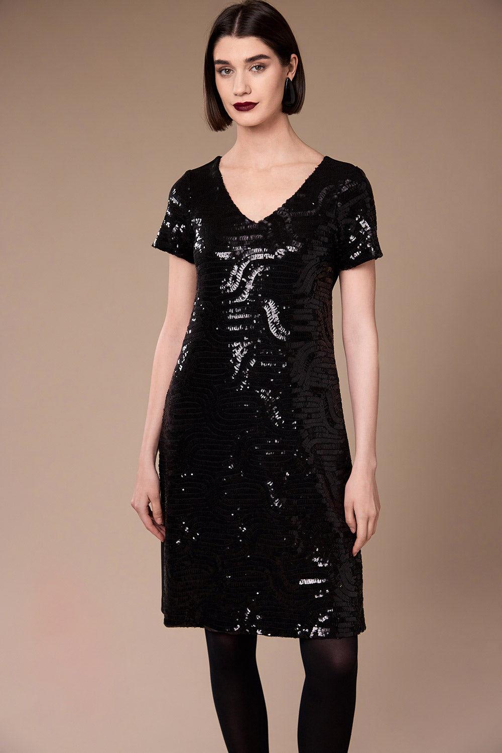 Peruzzi Black Sequin Cocktail Dress