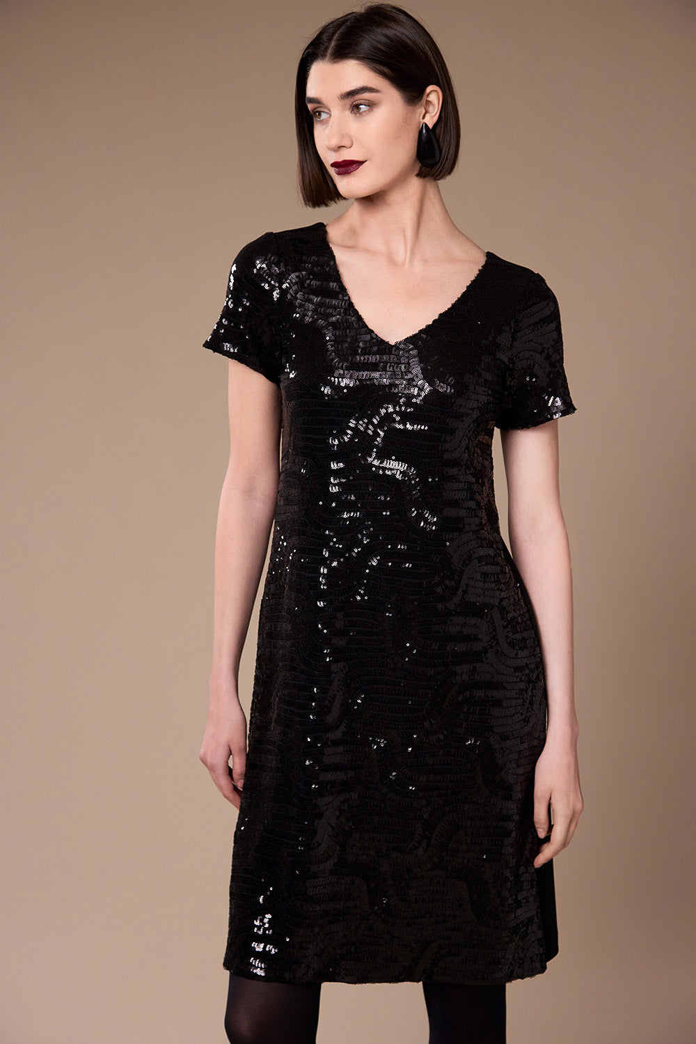 Peruzzi Black Sequin Cocktail Dress