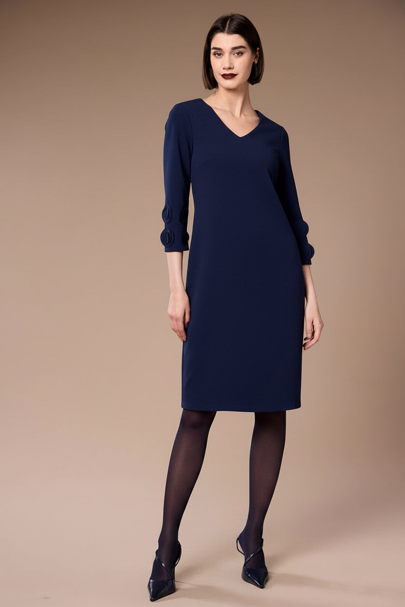 Peruzzi Navy Frill Sleeve Dress