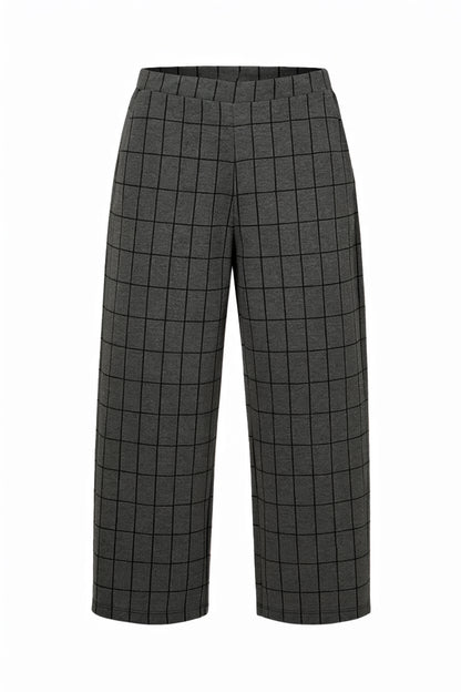 Peruzzi Grey Grid Print Trouser