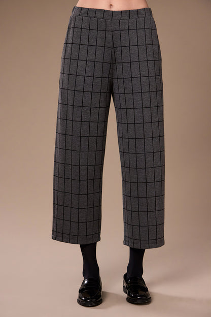 Peruzzi Grey Grid Print Trouser
