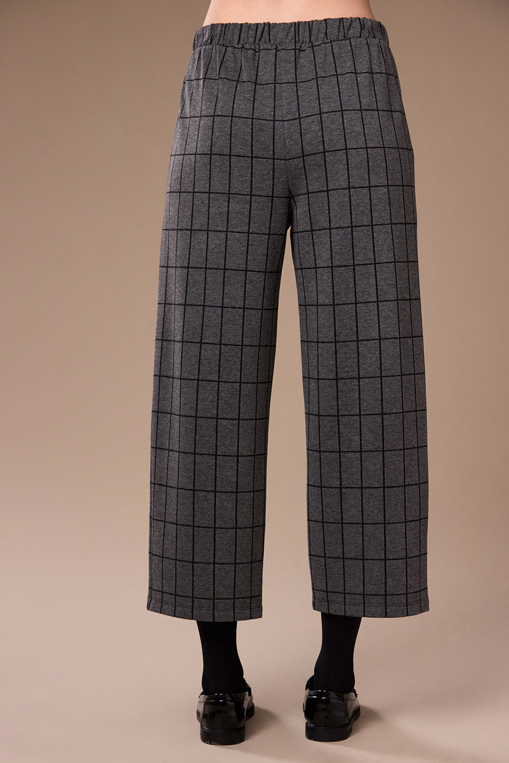 Peruzzi Grey Grid Print Trouser