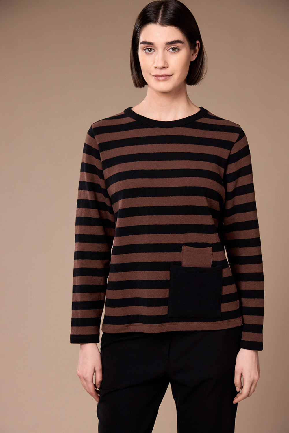 Peruzzi Stripe Pocket Fleece Top