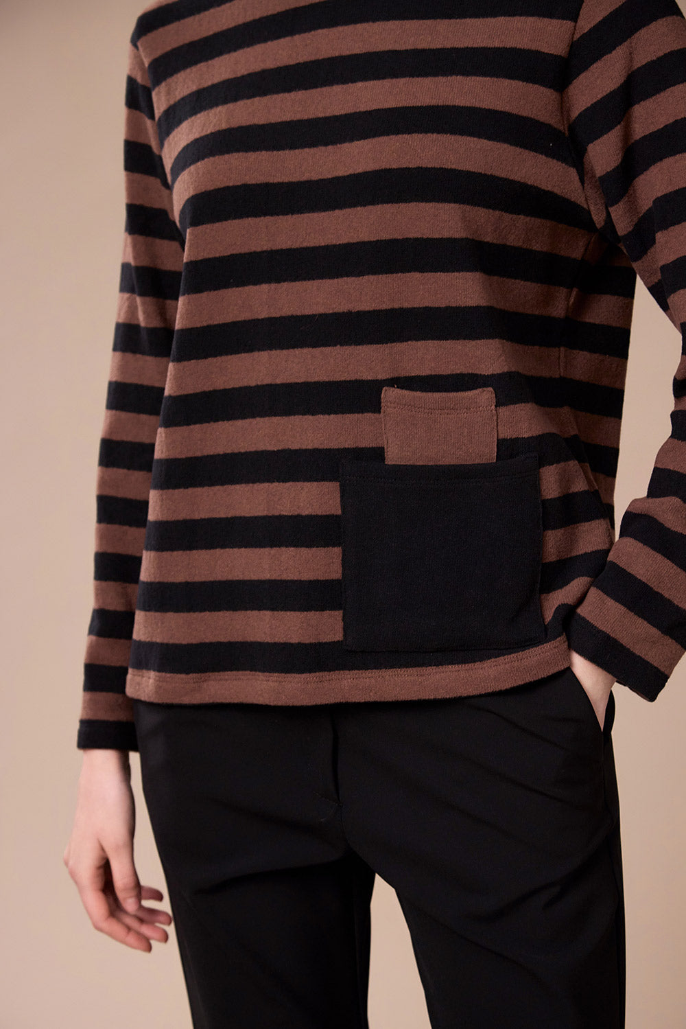 Peruzzi Stripe Pocket Fleece Top