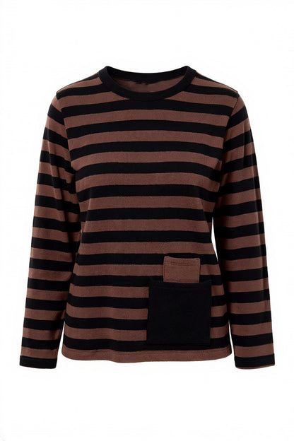 Peruzzi Stripe Pocket Fleece Top