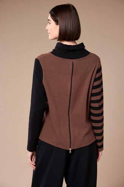 Peruzzi Colour Block Stripe Fleece Top