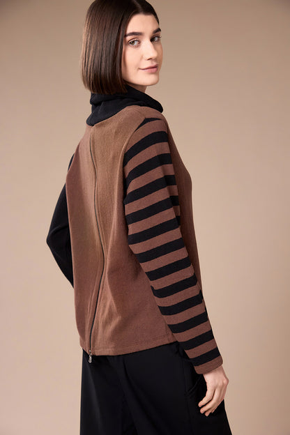 Peruzzi Colour Block Stripe Fleece Top