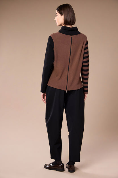 Peruzzi Colour Block Stripe Fleece Top