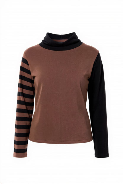 Peruzzi Colour Block Stripe Fleece Top