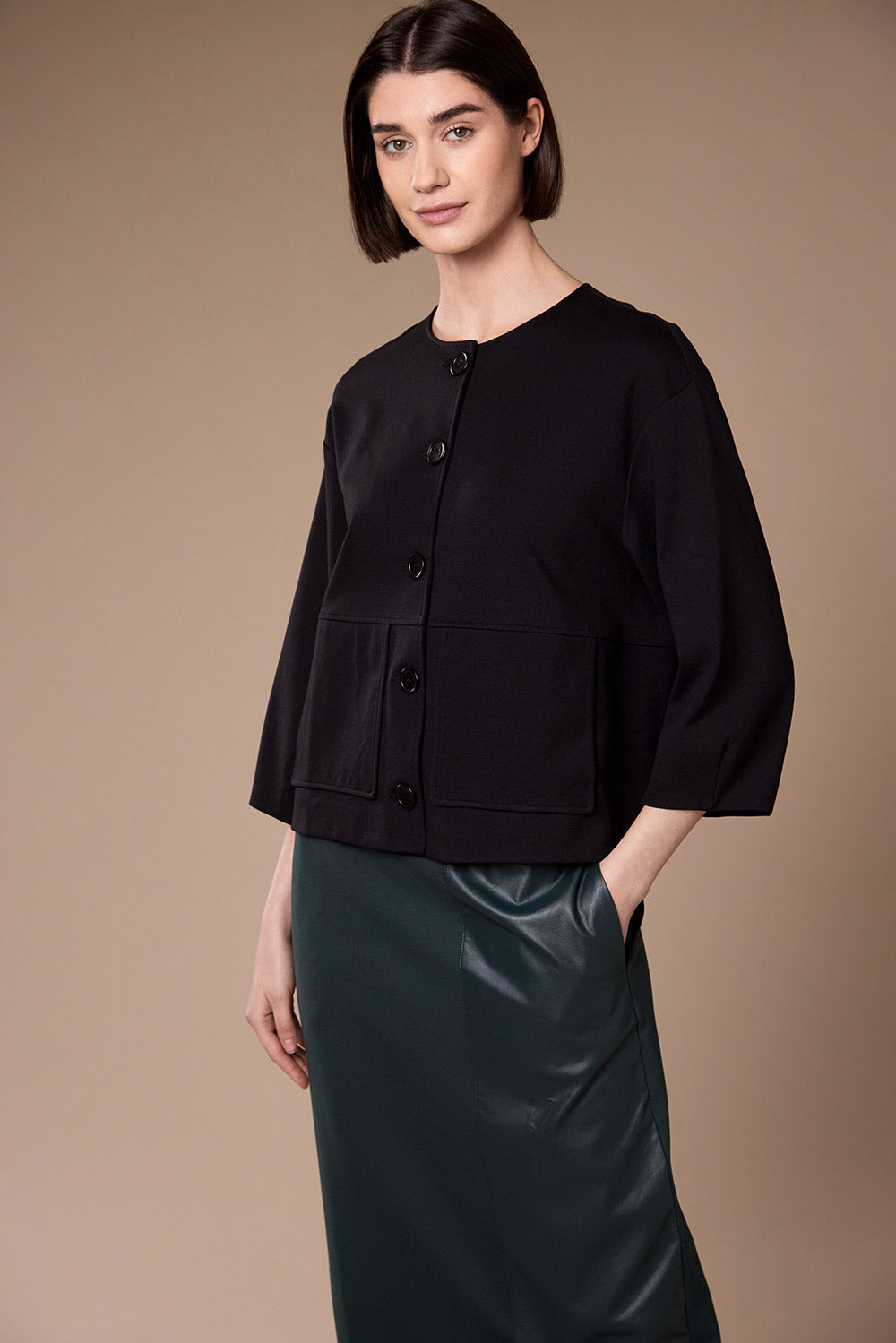 Peruzzi Black Collarless Jacket