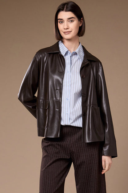 Peruzzi Brown Faux Leather Jacket