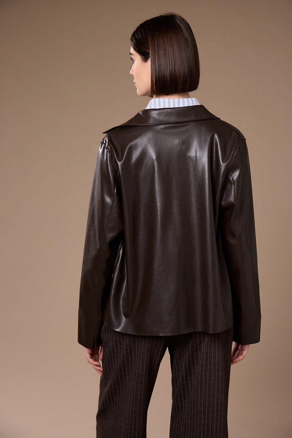 Peruzzi Brown Faux Leather Jacket