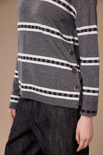 Peruzzi Grey Side Button Knit