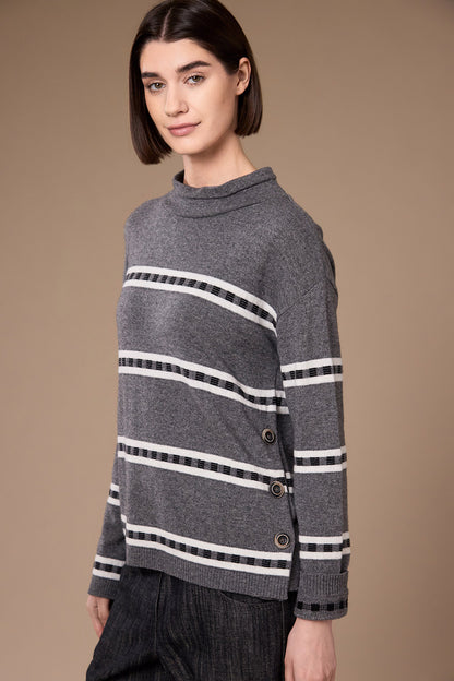 Peruzzi Grey Side Button Knit