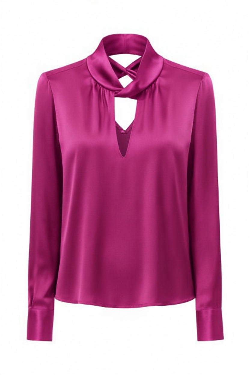Peruzzi Fuchsia Twist Neck Blouse