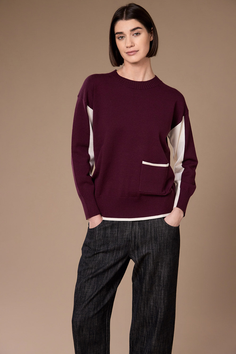 Peruzzi Contrast Trim Pocket Knit