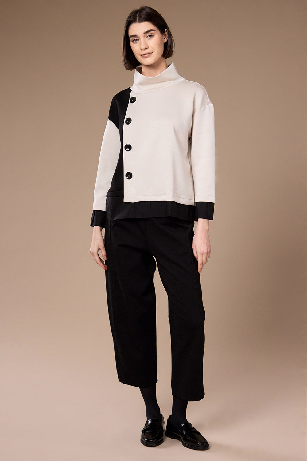 Peruzzi Two Tone Button Top