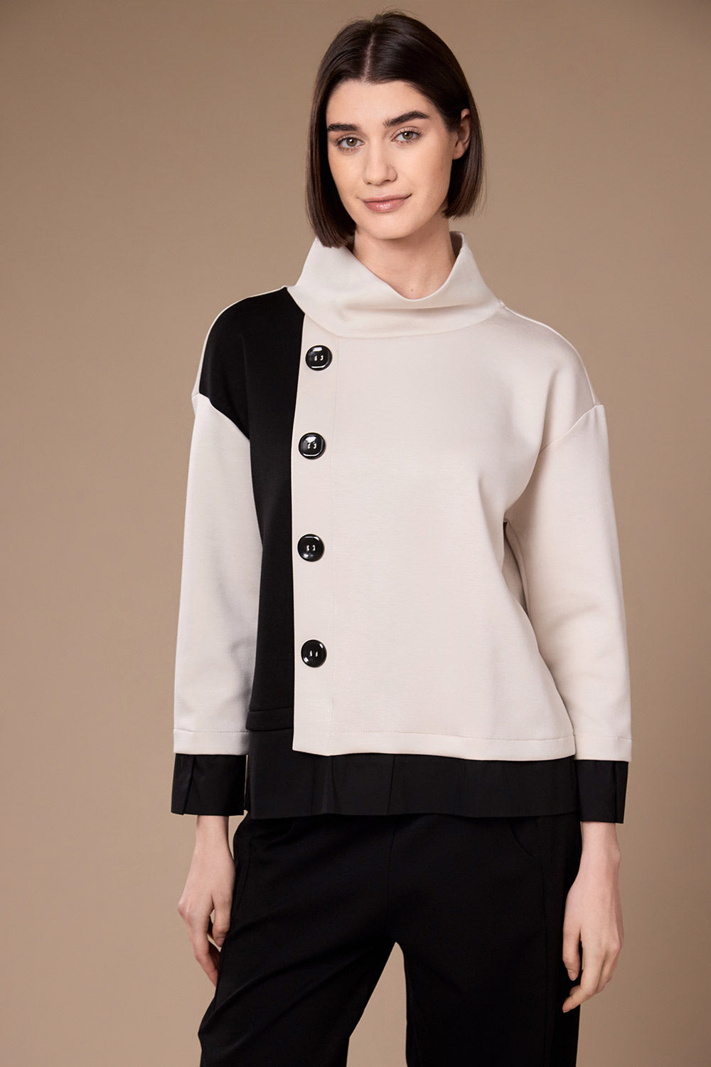 Peruzzi Two Tone Button Top