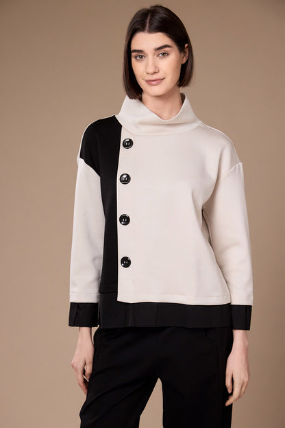 Peruzzi Two Tone Button Top