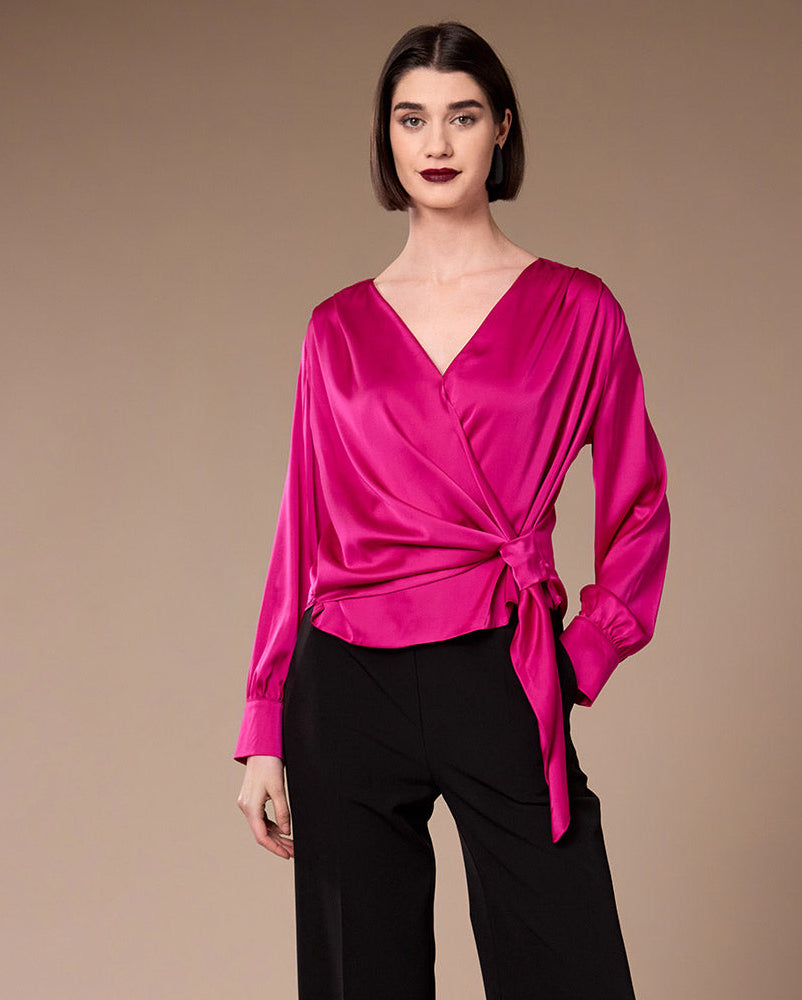Peruzzi Fuchsia Crossover Blouse