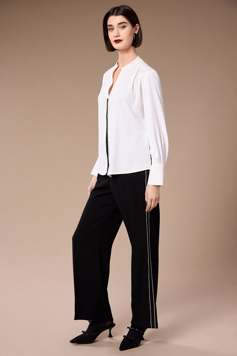 Peruzzi Ecru Cocktail Trim Blouse