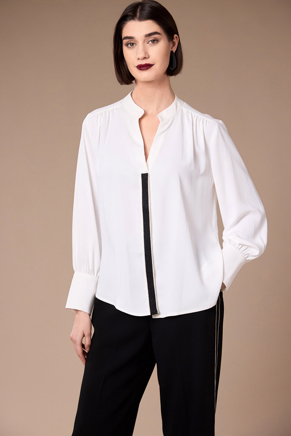 Peruzzi Ecru Cocktail Trim Blouse