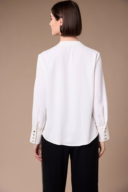 Peruzzi Ecru Cocktail Trim Blouse