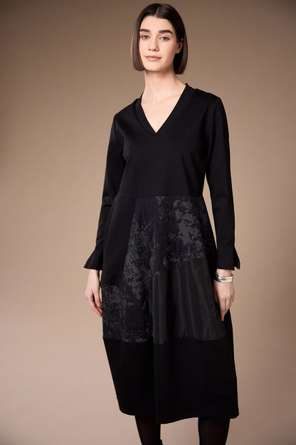 Peruzzi Jacquard Applique Black Dress