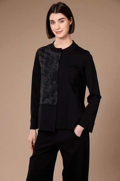 Peruzzi Black Jacquard Applique Jacket