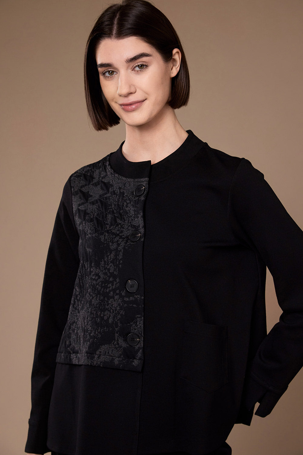 Peruzzi Black Jacquard Applique Jacket
