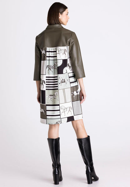 Tuzzi Dark Olive Patterned Back Dress