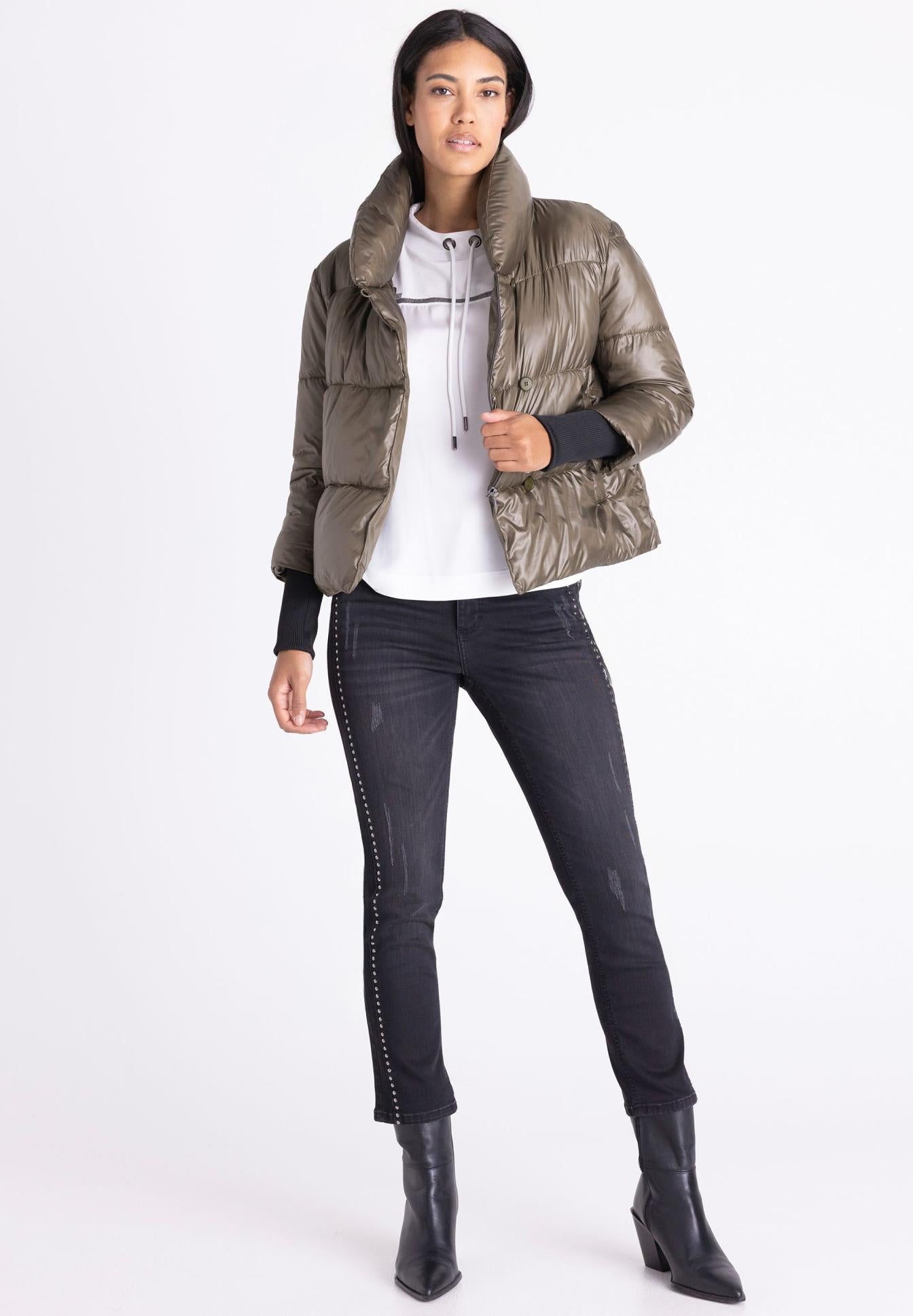 Tuzzi Dark Olive Metallic Puffer Jacket