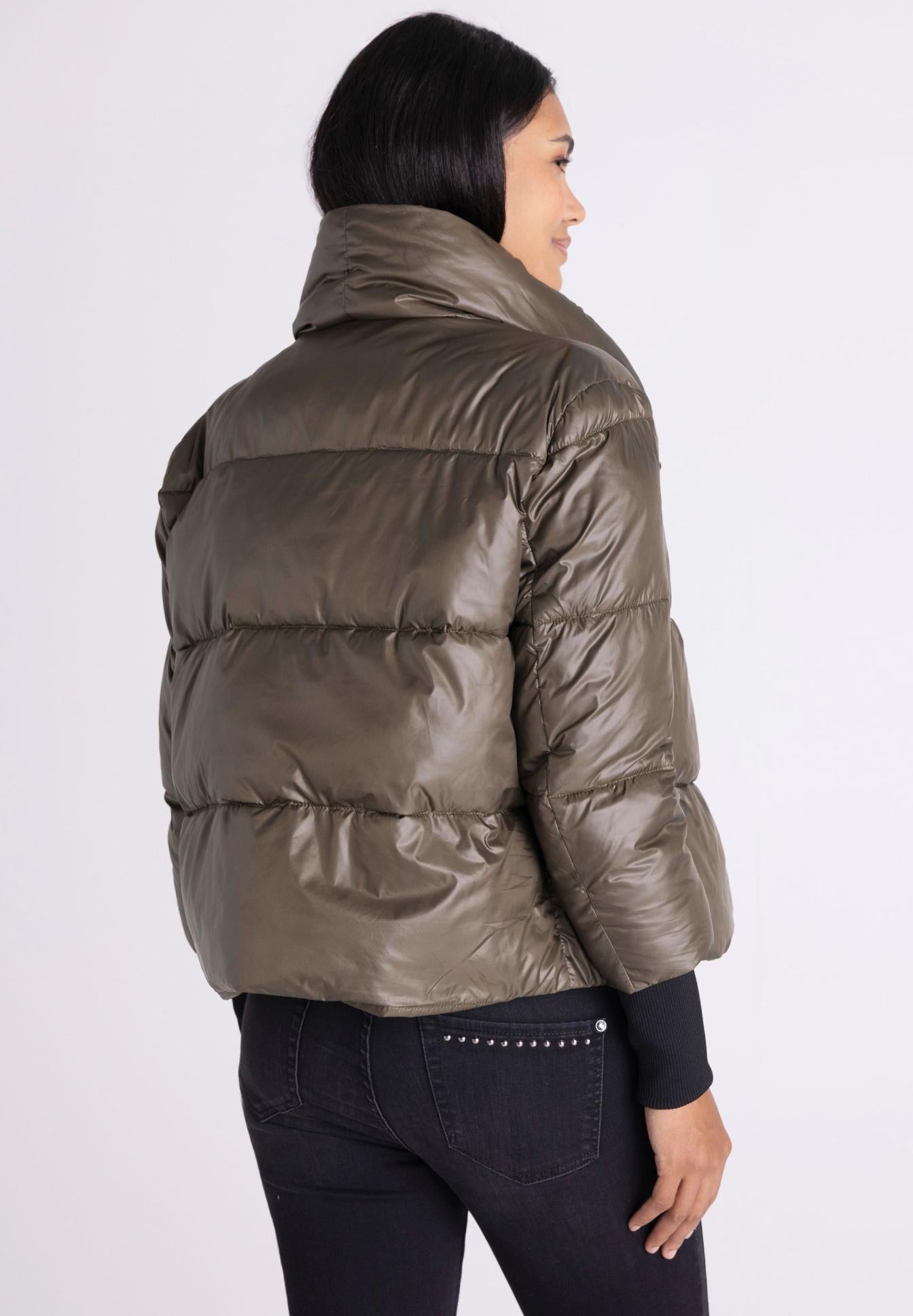 Tuzzi Dark Olive Metallic Puffer Jacket