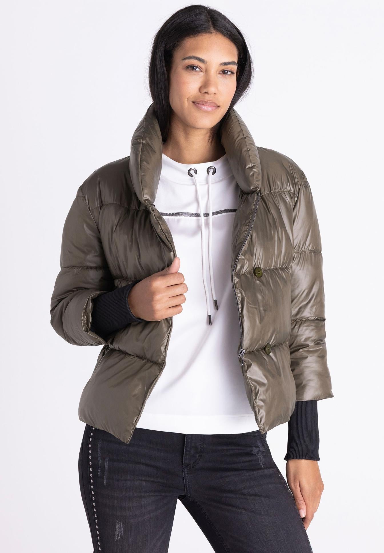 Tuzzi Dark Olive Metallic Puffer Jacket