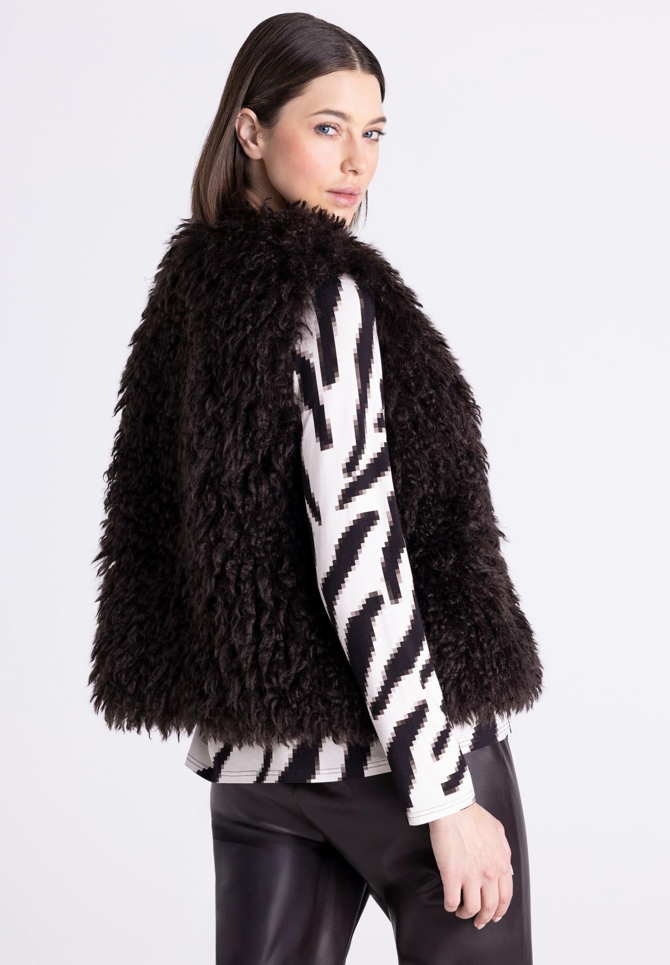 Tuzzi Dark Chocolate Shaggy Faux Fur Gilet