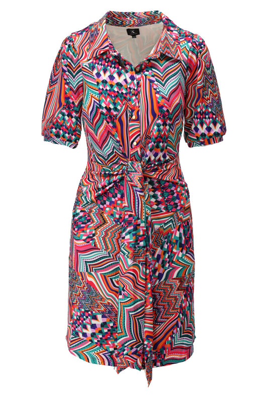 Multi Print Knotted Dress