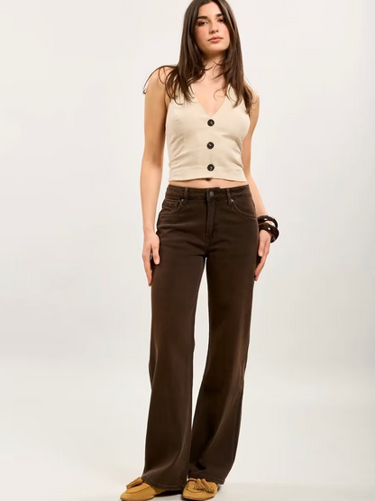 Brown Wide Leg Jeans