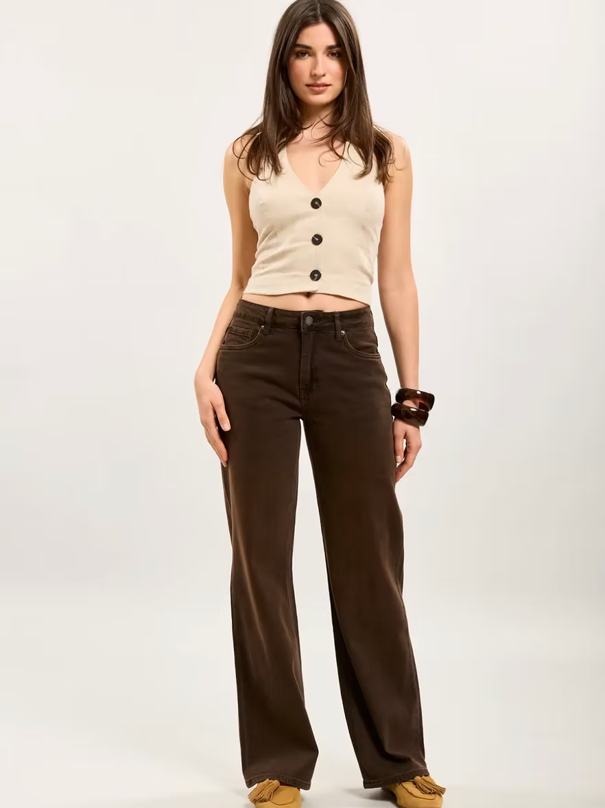 Brown Wide Leg Jeans