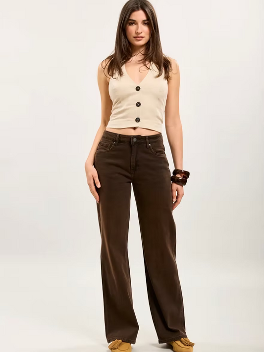 Brown Wide Leg Jeans