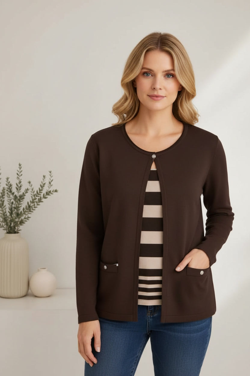 Chocolate Brown Faux Twinset