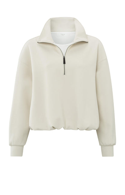 Beige sweatshirt with long sleeves, double layer and zipper - Type: product