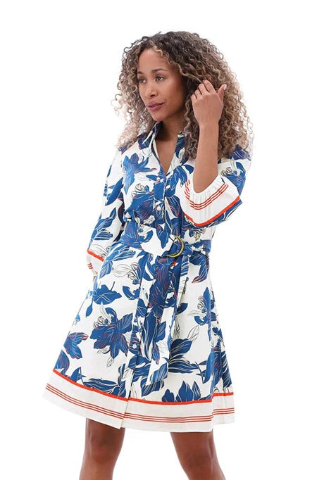 Blue Floral Short Dress