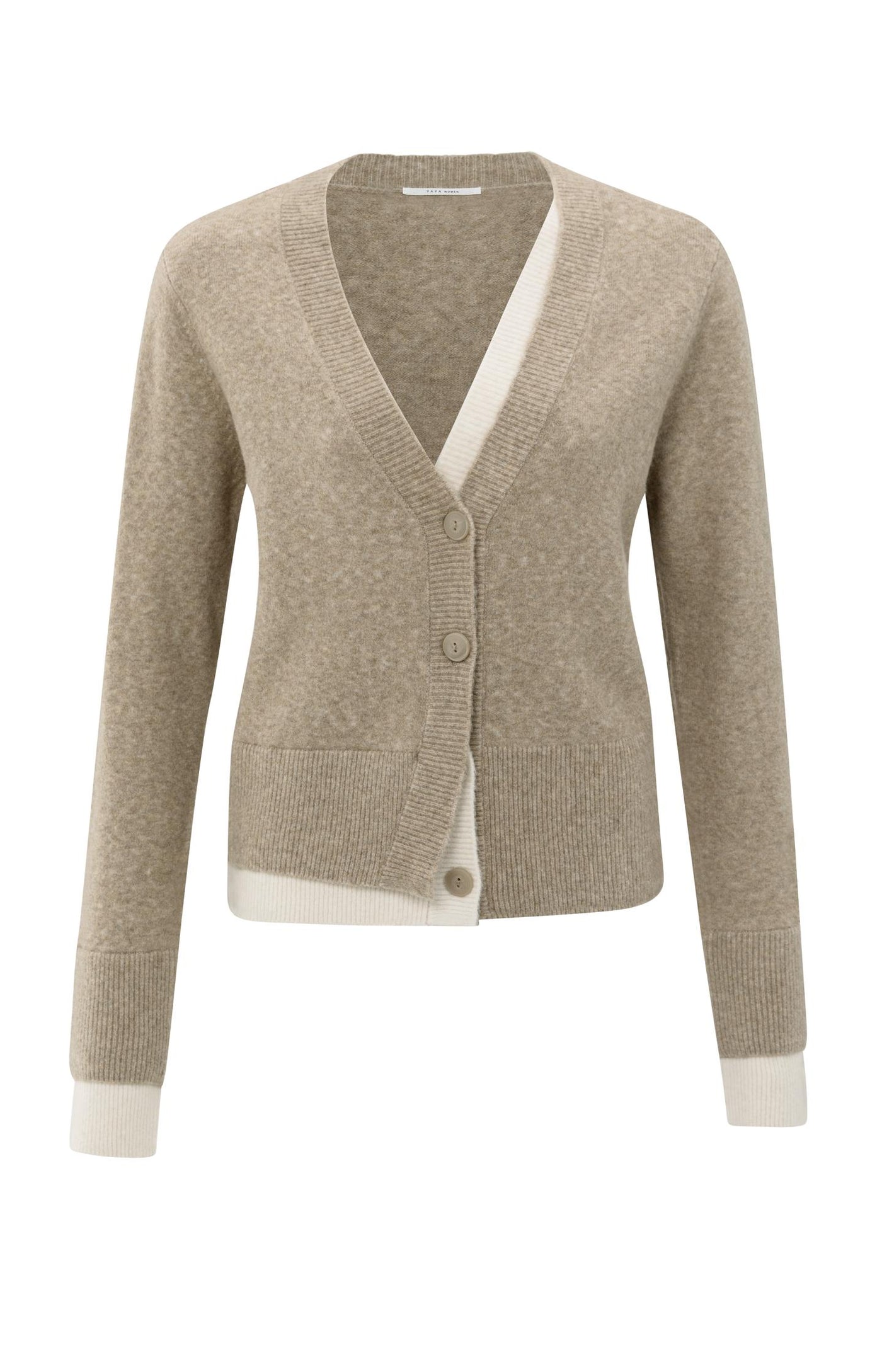 YAYA Cardigan with contrast details and V-neck